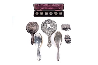 Lot 363 - A selection of antique silver dressing accessories