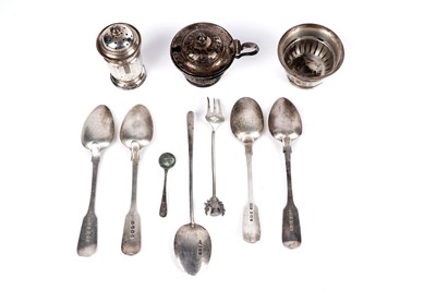 Lot 352 - A selection of silver spoons and condiments