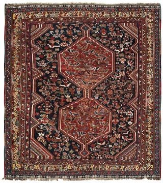 Lot 1196 - A late 19th Century Persian hand-knotted Khamseh rug