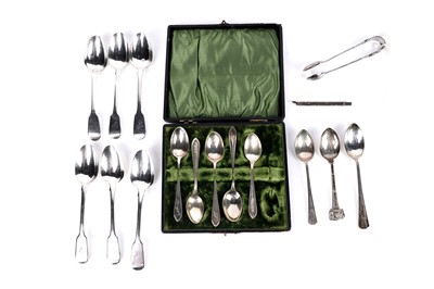 Lot 320 - A collection of silver spoons; and other silver ware