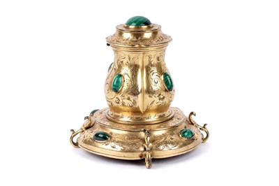 Lot 1252 - A mid-19th Century ormolu and malachite inkwell