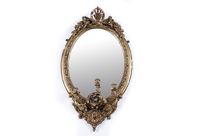 Lot 1263 - A 19th Century giltwood and gesso wall mirror