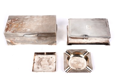 Lot 328 - Two Art Deco silver cigarette boxes; and other items