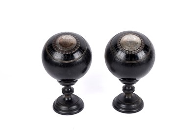Lot 340A - A pair of early 20th Century Howrah Bowling Club prize lawn bowls