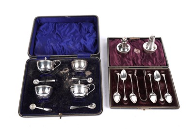 Lot 330 - Two Art Deco silver cruet sets and other items
