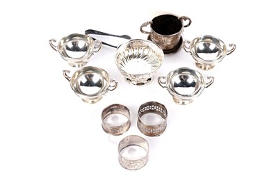 Lot 343 - A selection of silver condiments and other silver tableware
