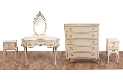 Lot 440 - A French Louis XV style three-piece bedroom suite; and matching bedside cabinet