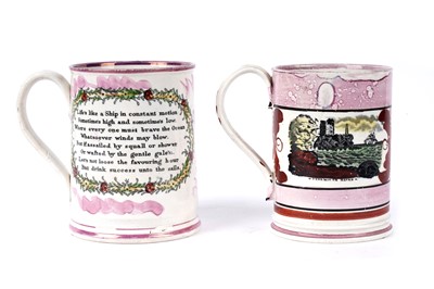 Lot 1135 - Two 19th Century Sunderland lustre frog mugs