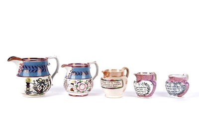 Lot 1133 - A 19th Century masonic interest pearlware jug; and four others