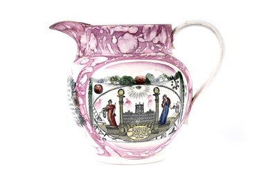 Lot 1124 - A 19th Century Masonic interest Sunderland lustre jug