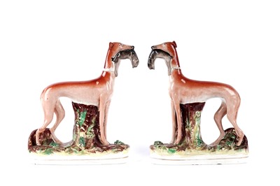 Lot 1088 - A pair of Staffordshire greyhounds