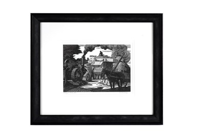 Lot 104 - George Mackley - Threshing at Flordon Hall | wood engraving