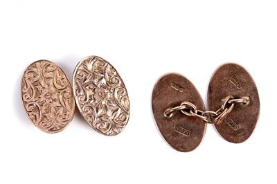 Lot 642 - A pair of Edwardian 9ct rose gold cufflinks