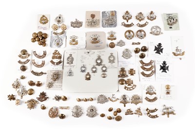 Lot 101 - A large selection of British military cap badges, collar badges, titles and buttons