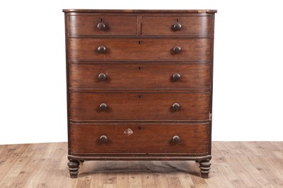 Lot 417 - A Victorian mahogany bow front chest of drawers