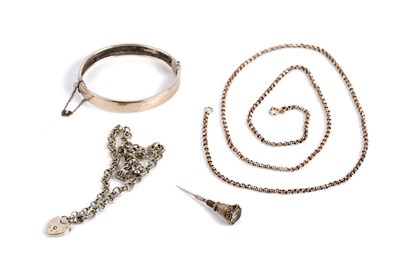 Lot 660 - A rose gold belcher link chain necklace; and other items