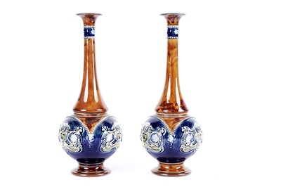 Lot 757 - A pair of Royal Doulton slender vases