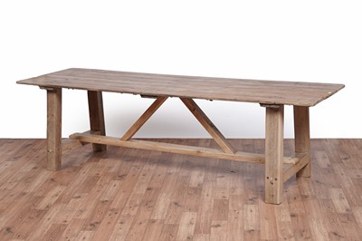 Lot 406 - A substantial vintage pine farmhouse style dining table