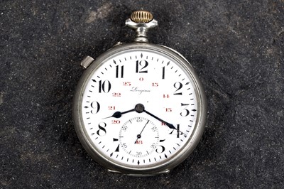 Lot 803 - A Longines railway open faced pocket watch