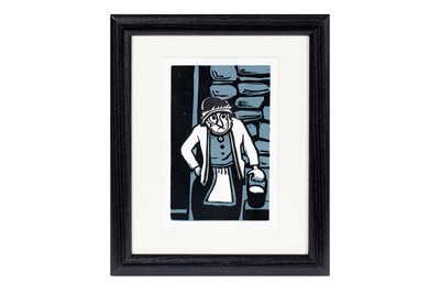 Lot 1019 - After Sir Kyffin Williams – Woman with bucket | linocut