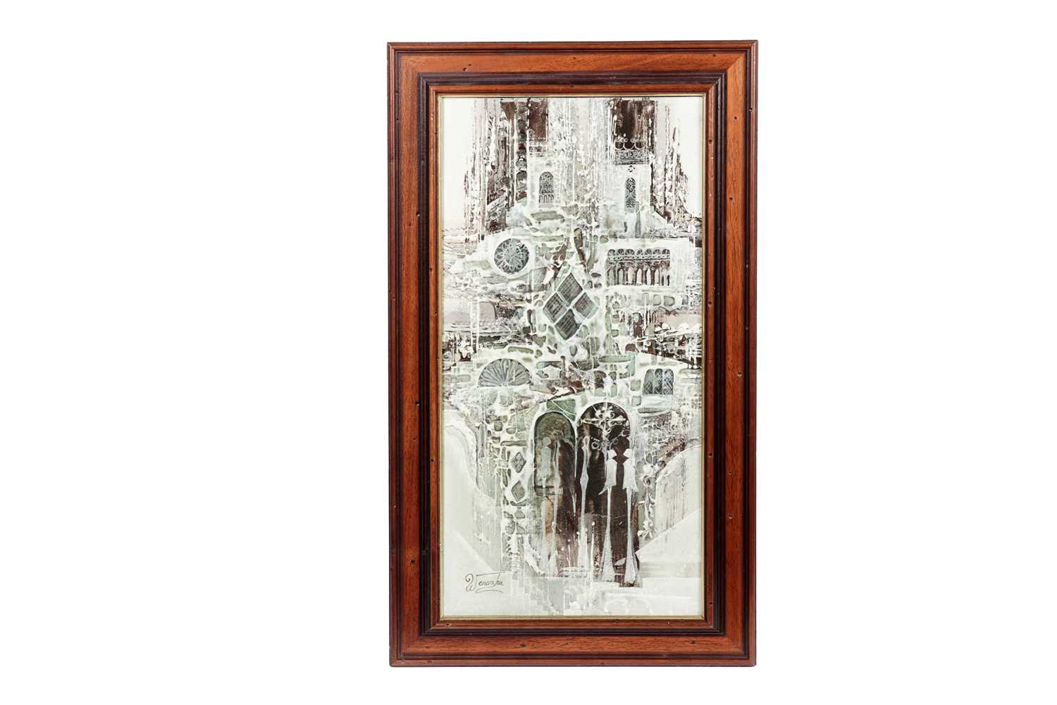 Lot 1084 - Jan Wenczka – Study of a church | mixed media