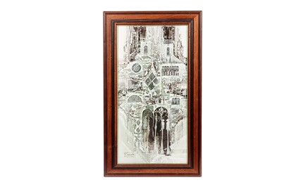Lot 1084 - Jan Wenczka – Study of a church | mixed media