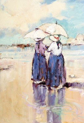 Lot 1086 - Ken Moroney – A stroll along the beach | oil