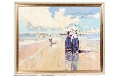 Lot 1086 - Ken Moroney – A stroll along the beach | oil