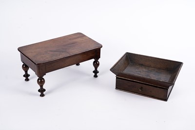 Lot 699 - A miniature Victorian mahogany stool; and a oak tray