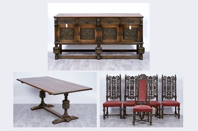 Lot 87 - A carved oak sideboard; and other items