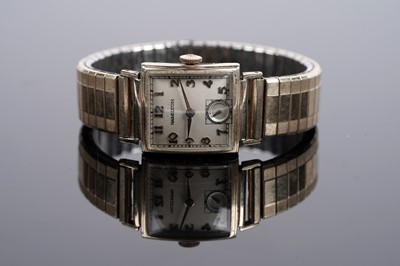 Lot 757 - Hamilton Watch Co: a gold-plated tank style manual wind wristwatch