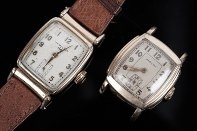 Lot 759 - Hamilton Watch Co: a Hamilton "CLD" gold-plated tank style watch; and another