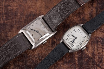 Lot 762 - Two Art Deco Swiss silver cased wristwatches