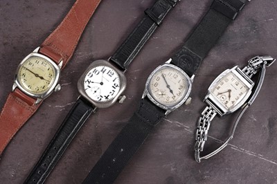 Lot 766 - Waltham USA: an Art Deco silver cased wristwatch and three others