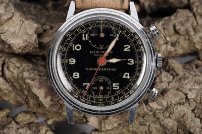 Lot 774 - A Pierce Fab Suisse Chronographe stainless steel wristwatch