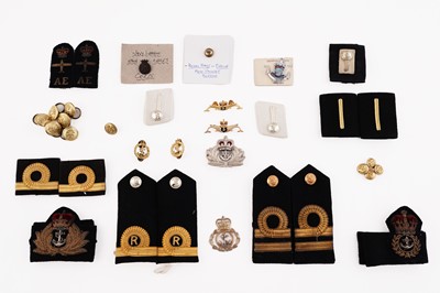 Lot 155 - A selection of Royal Navy badges, epaulettes, buttons and other items