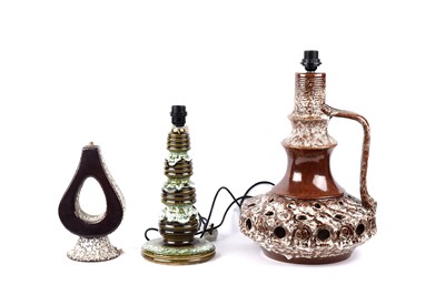 Lot 920 - A selection of three mid-20th Century West German pottery lamps