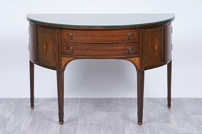 Lot 72 - A 19th Century inlaid mahogany demilune sideboard