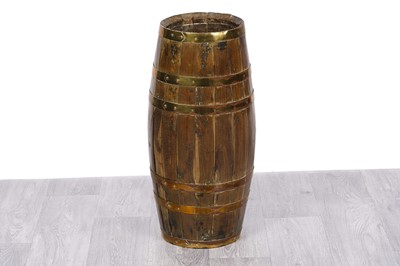 Lot 34 - An early 20th Century oak and brass mounted coopered barrel/stick stand