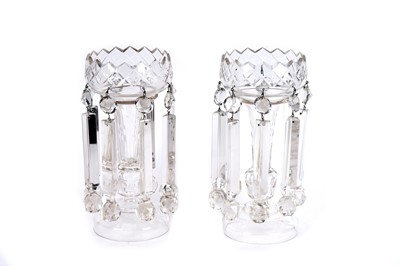 Lot 881 - A pair of Victorian cut-glass table lustres