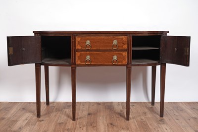 Lot 486 - A George III style inlaid mahogany and satinwood banded sideboard