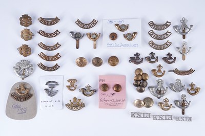 Lot 185 - A selection of Light Infantry badges, collars and buttons
