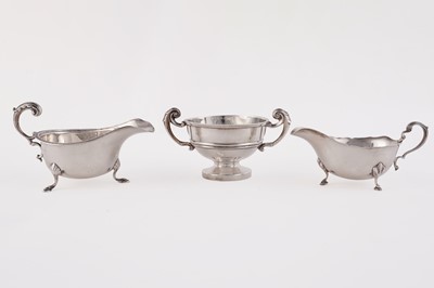 Lot 868 - Silver sauceboats and a sugar bowl