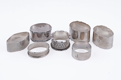 Lot 861 - Silver napkin rings