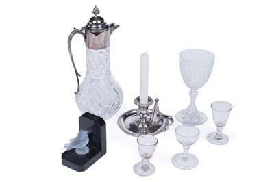 Lot 893 - A collection of glassware; and a silver plated candlestick