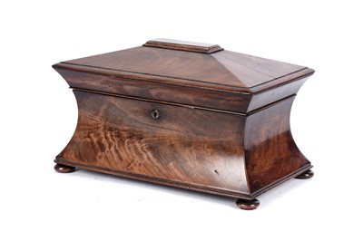 Lot 691 - A Victorian sarcophagus shaped mahogany tea caddy