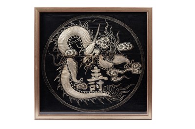 Lot 179 - A Japanese silk panel