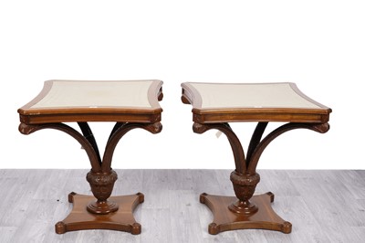Lot 30 - A pair of elegant Edwardian mahogany pedestals