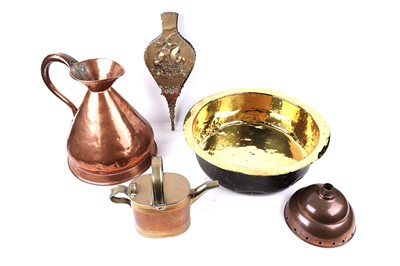 Lot 678 - A selection of brass and copper ware