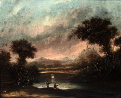 Lot 11 - Attributed to John Wilson Ewbank - Anglers on the Banks of a River | oil